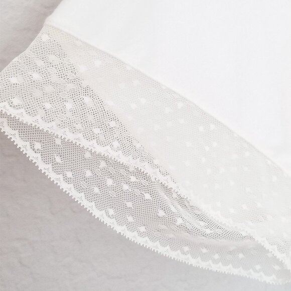 Eberjey Kimono Robe S Ivory Soft Modal Jersey Polka Dot Lace Mesh Inset Wrap Tie - Picture 7 of 15